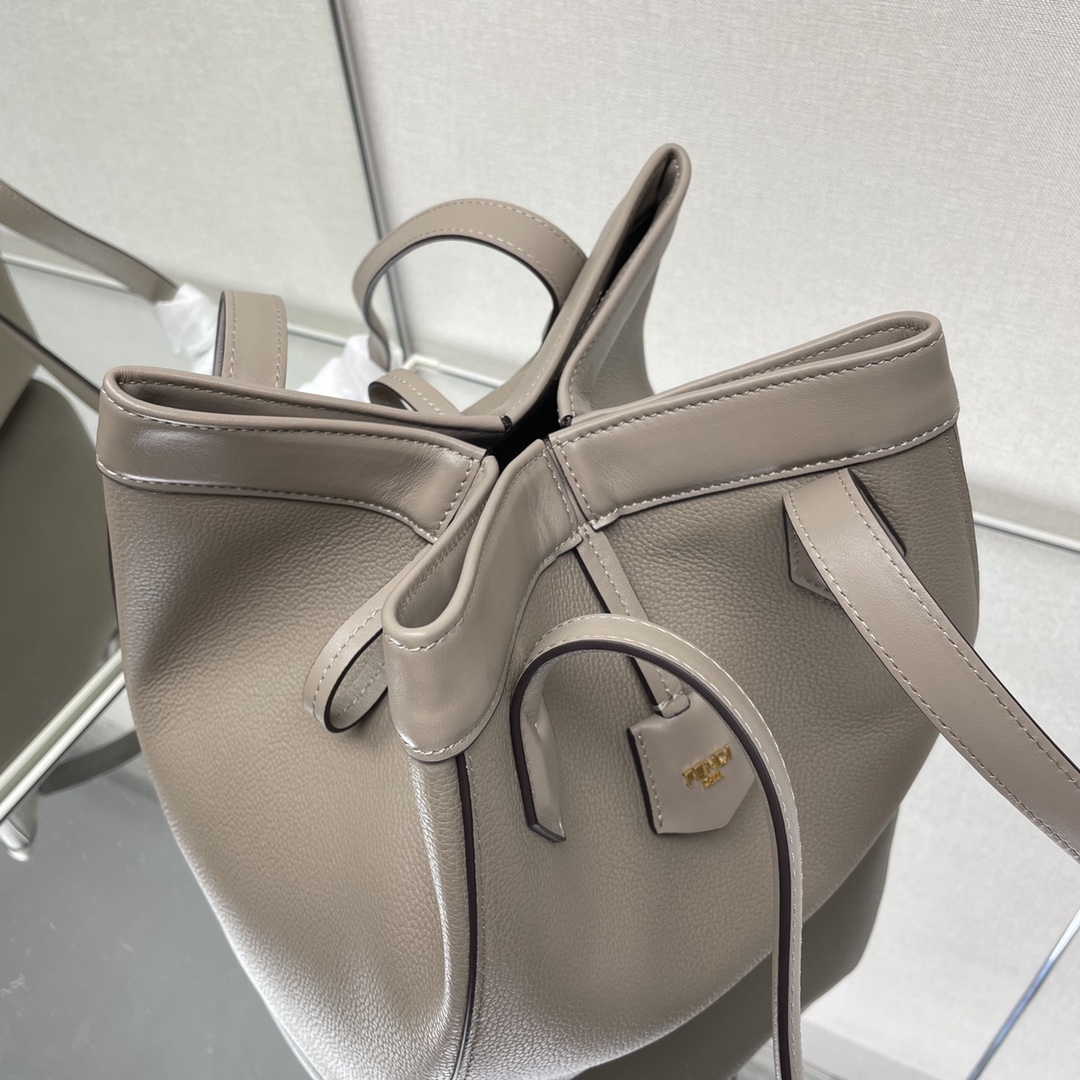 Fendi Medium Origami Transformable Leather Shoulder Bag Grey